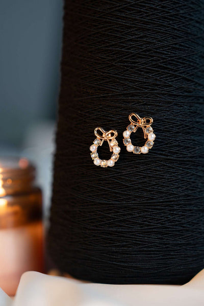 RHINESTONE BOW EARRING