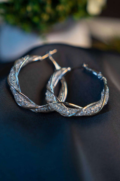 HEART HOOP SILVER EARRING