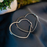 HEART HOOP SILVER EARRING - Image 3