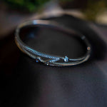 SPARKING SILVER LOCK BANGLE - Image 1