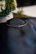SILVER RHINESTONE LOCK BANGLE