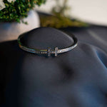 SILVER RHINESTONE LOCK BANGLE - Image 1