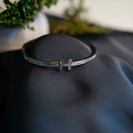 SILVER RHINESTONE LOCK BANGLE - Image 1