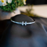 SILVER RHINESTONE LOCK BANGLE - Image 3