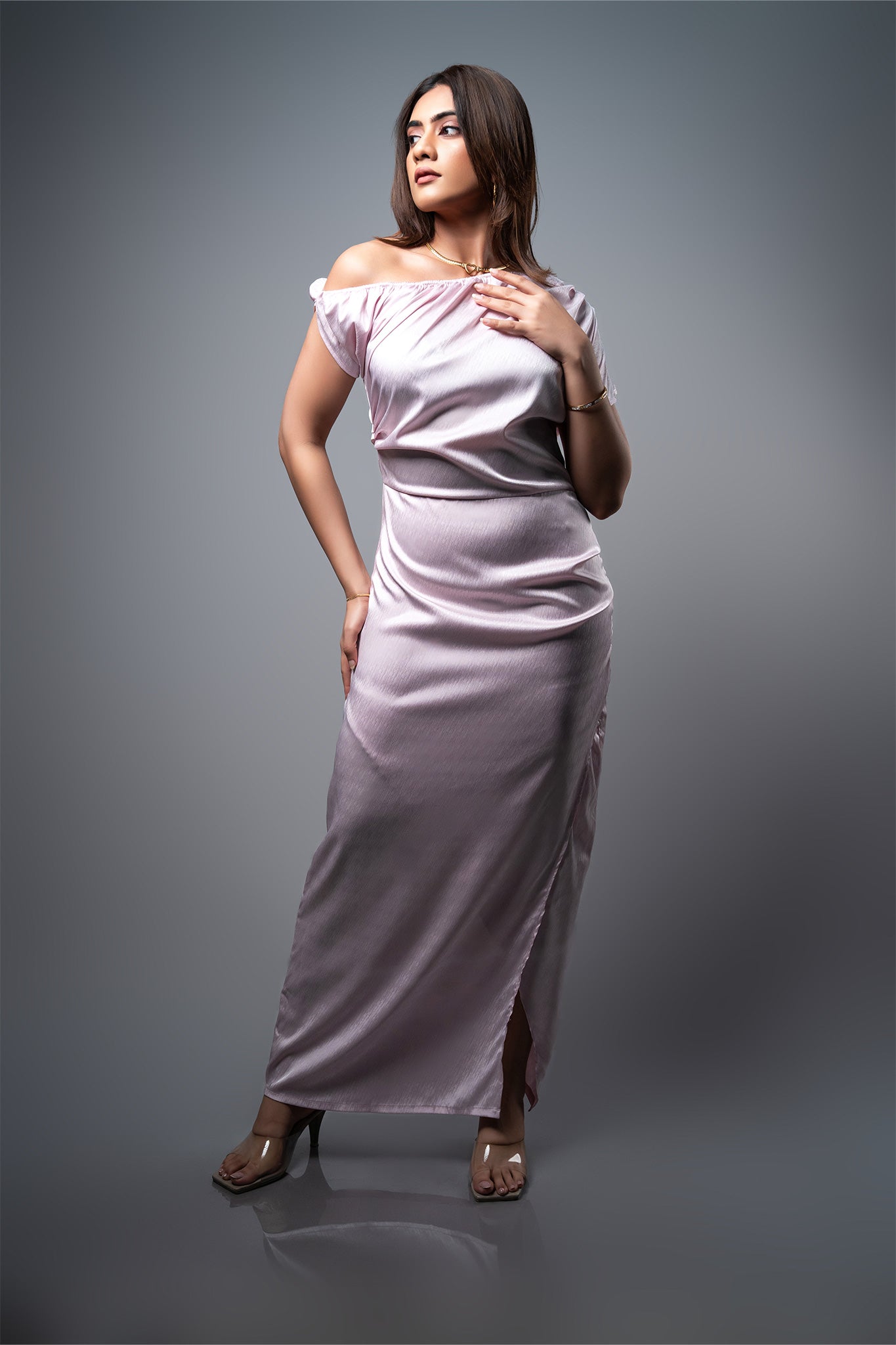 D074 | One Shoulder Drape Dress