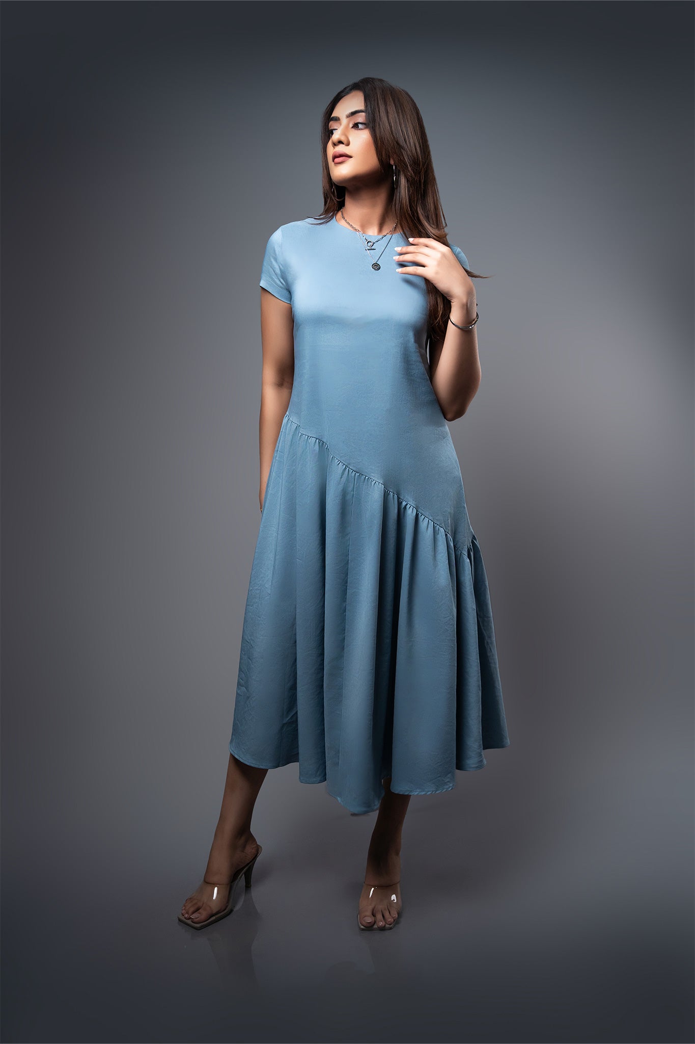 D054 | Tilted Waist Midi Dress