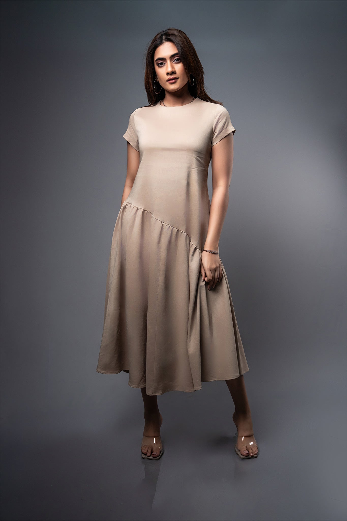 D054 | Tilted Waist Midi Dress