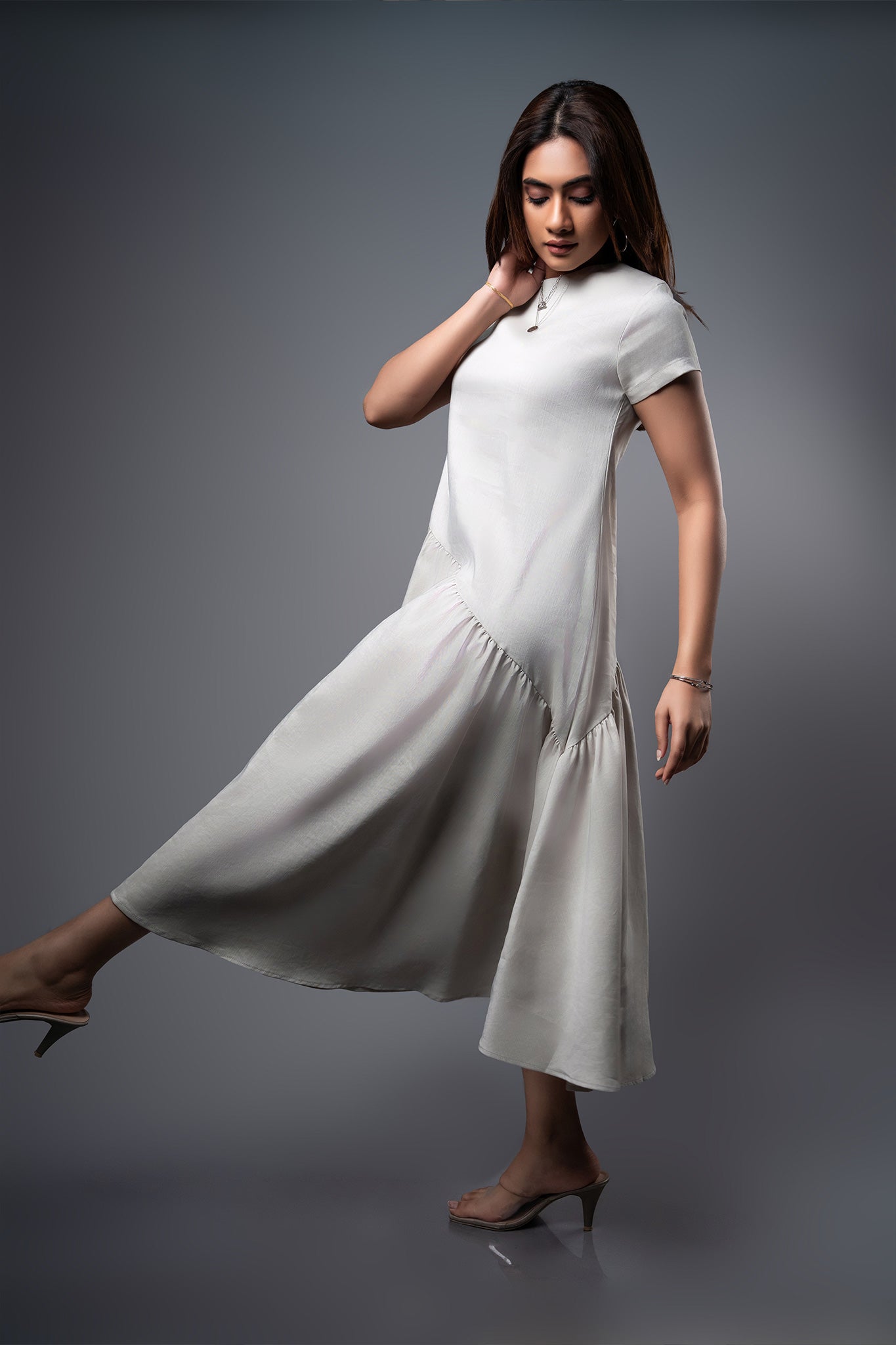 D054 | Tilted Waist Midi Dress