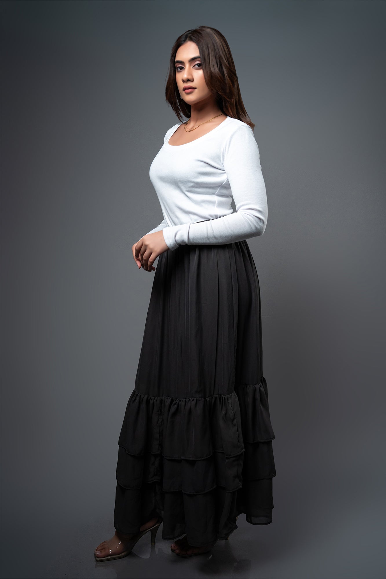 SK075 l Tripple Ruffle Skirt