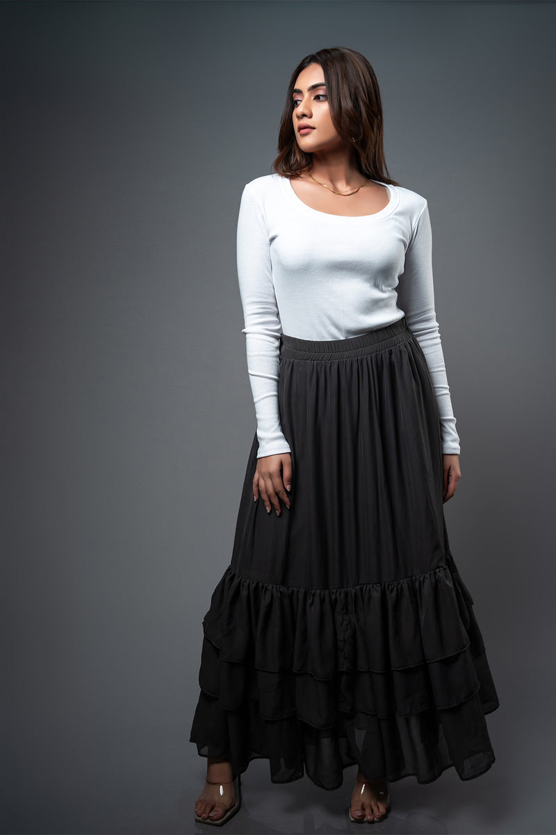 SK075 l Tripple Ruffle Skirt