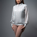 T071 l High Neck Gathered Top - Image 4