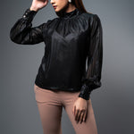 T071 l High Neck Gathered Top - Image 1
