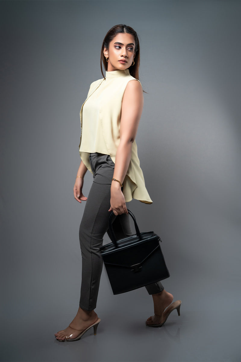 T103 | High Neck Pleated Top