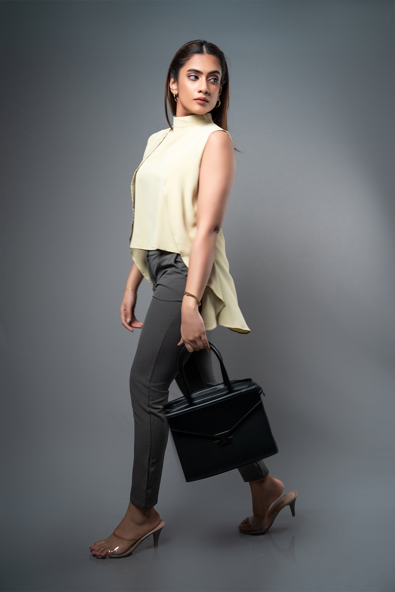 T103 | High Neck Pleated Top