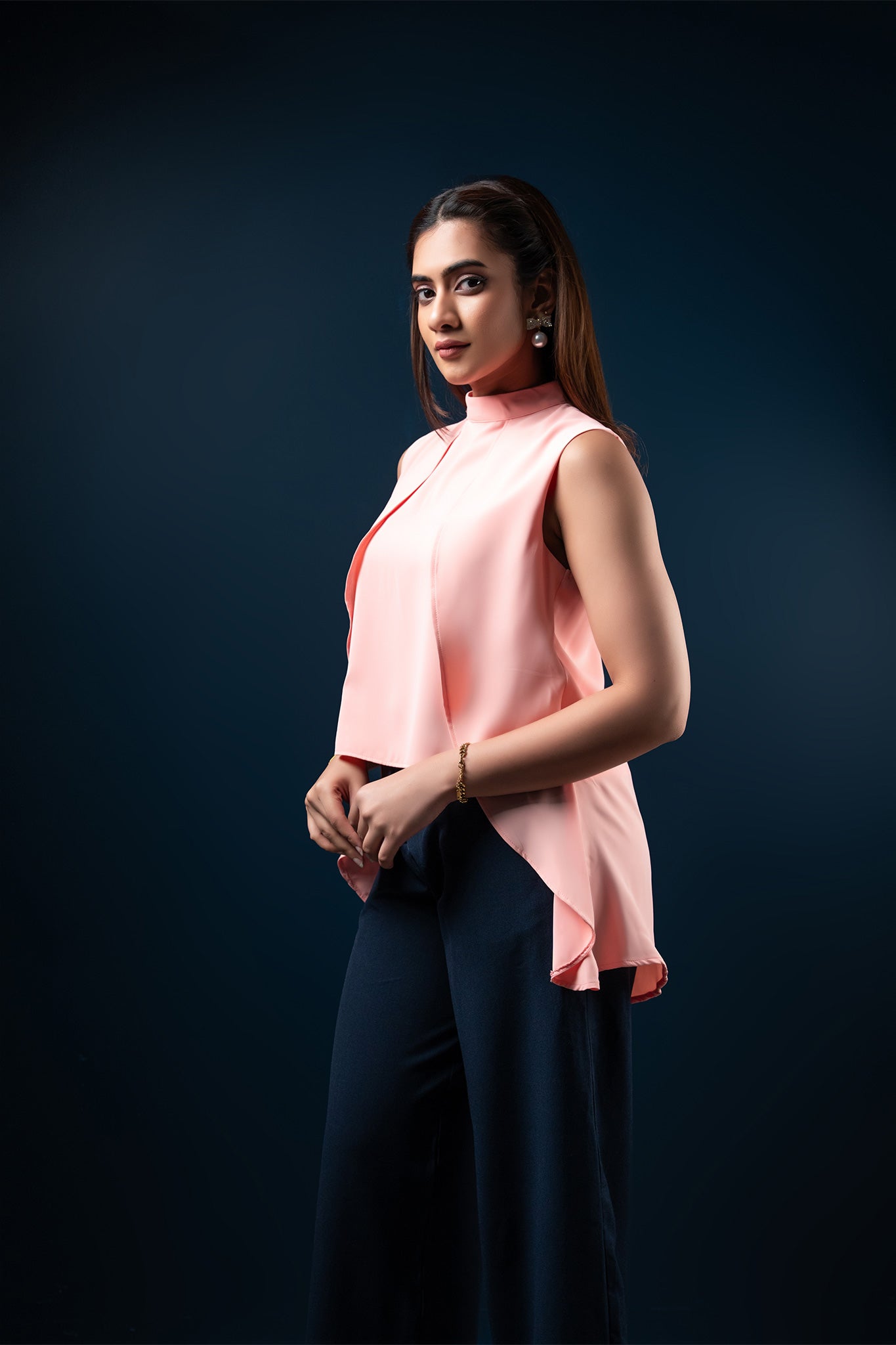 T103 | High Neck Pleated Top