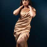 D074 | One Shoulder Drape Dress - Image 3