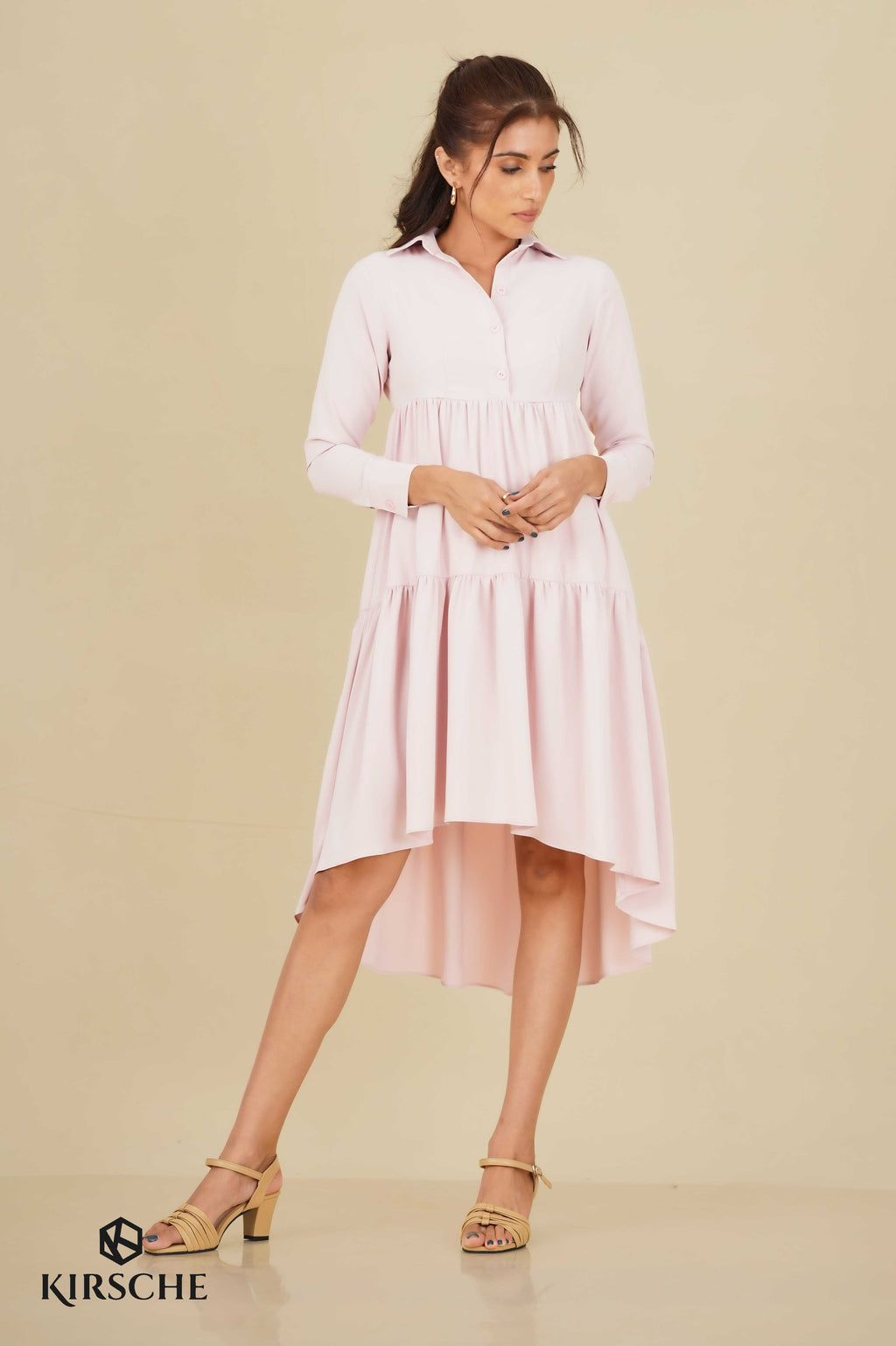D115 | Back Tail Tiered Midi Dress