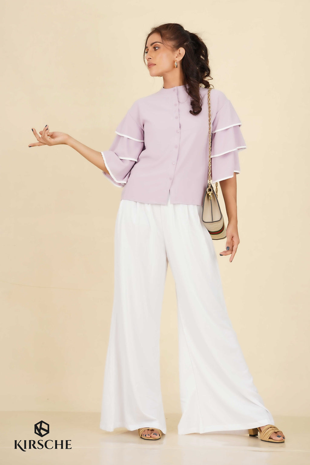 S112 | Layerd Sleeve Chinese Collar Shirt