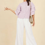 Layered Sleeve Chinese Collar Shirt - Image 4