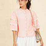 Layered Sleeve Chinese Collar Shirt - Image 2