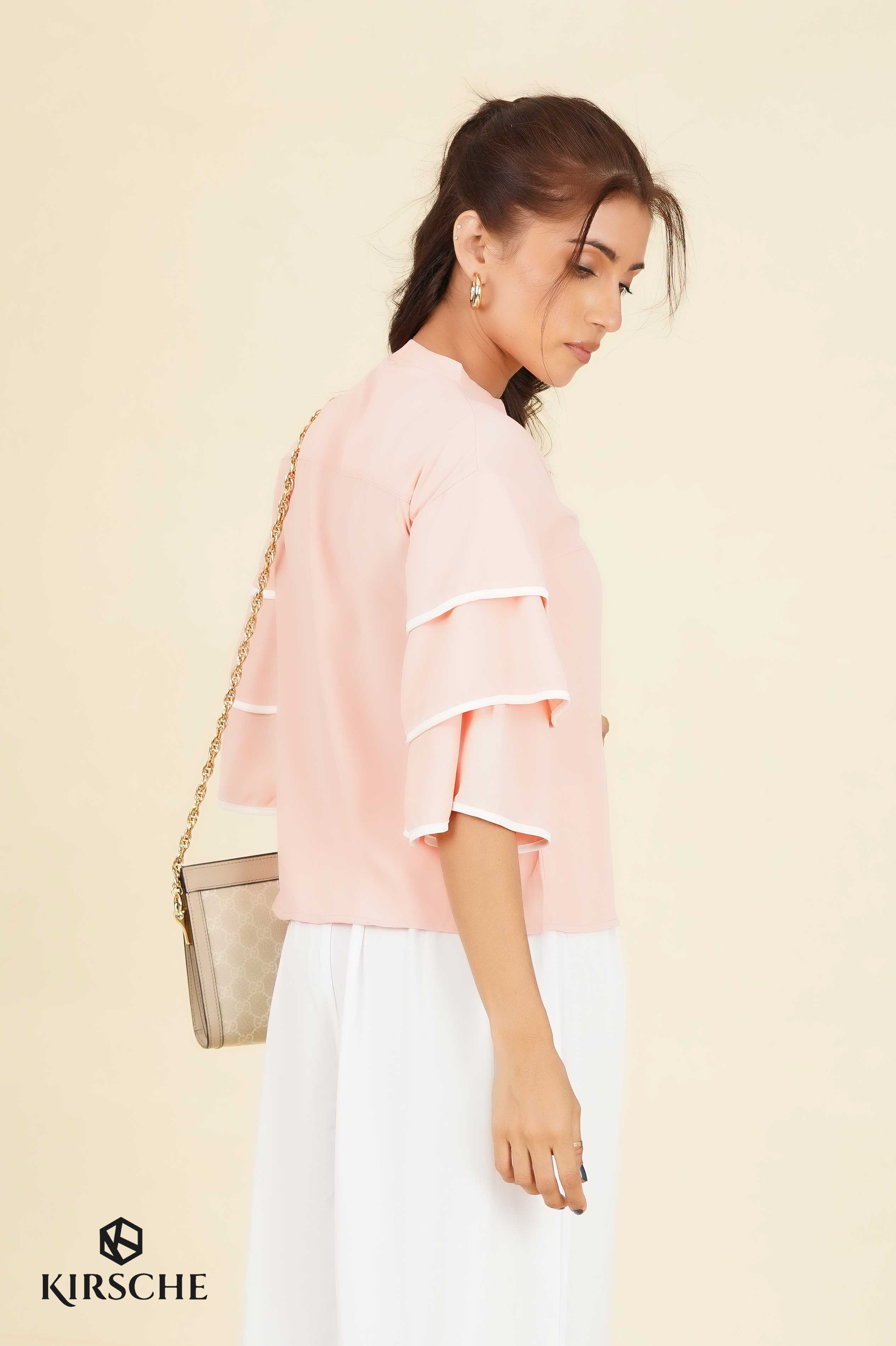 S112 | Layerd Sleeve Chinese Collar Shirt