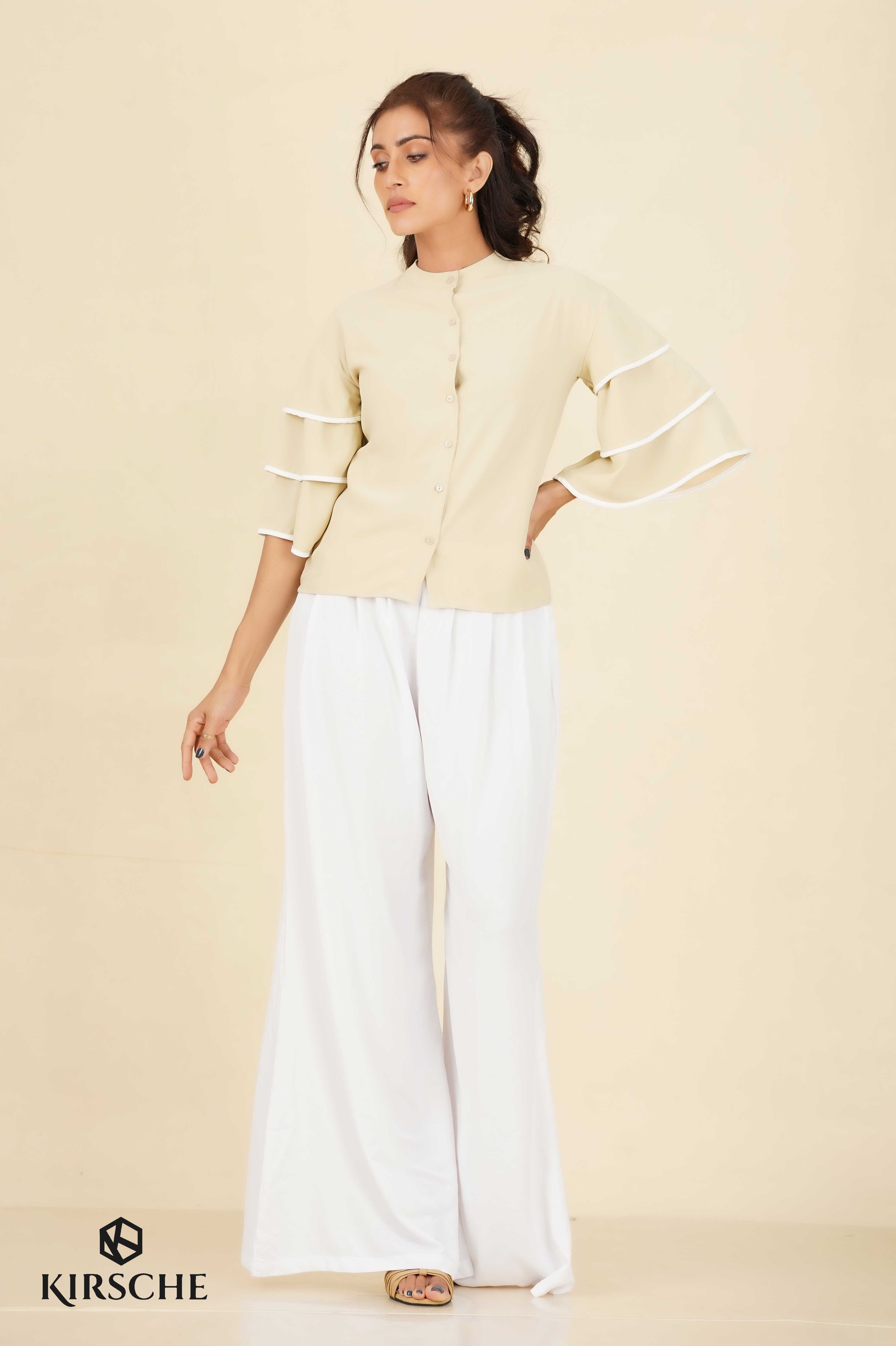 S112 | Layerd Sleeve Chinese Collar Shirt