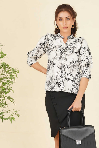 S111 l Front Gather Puff Sleeve Shirt