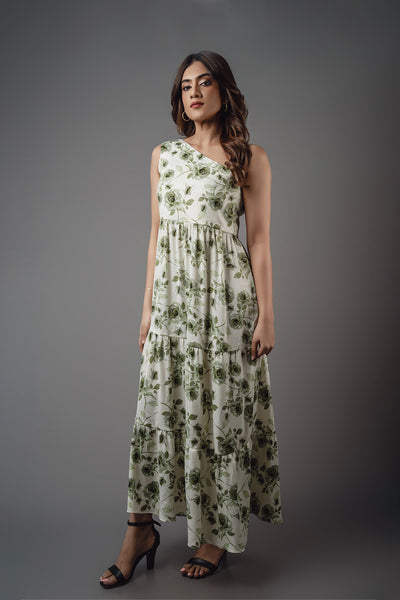 D117 l Printed One Shoulder Maxi Dress