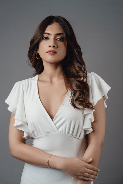 D073 l Ruffled Hem Dress