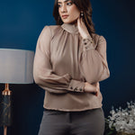 T071 l High Neck Gathered Top - Image 1