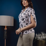 T058 l Chinese Collar Printed Top - Image 2