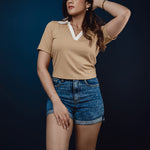 T087 l Jonny Collar Rib Top - Image 1
