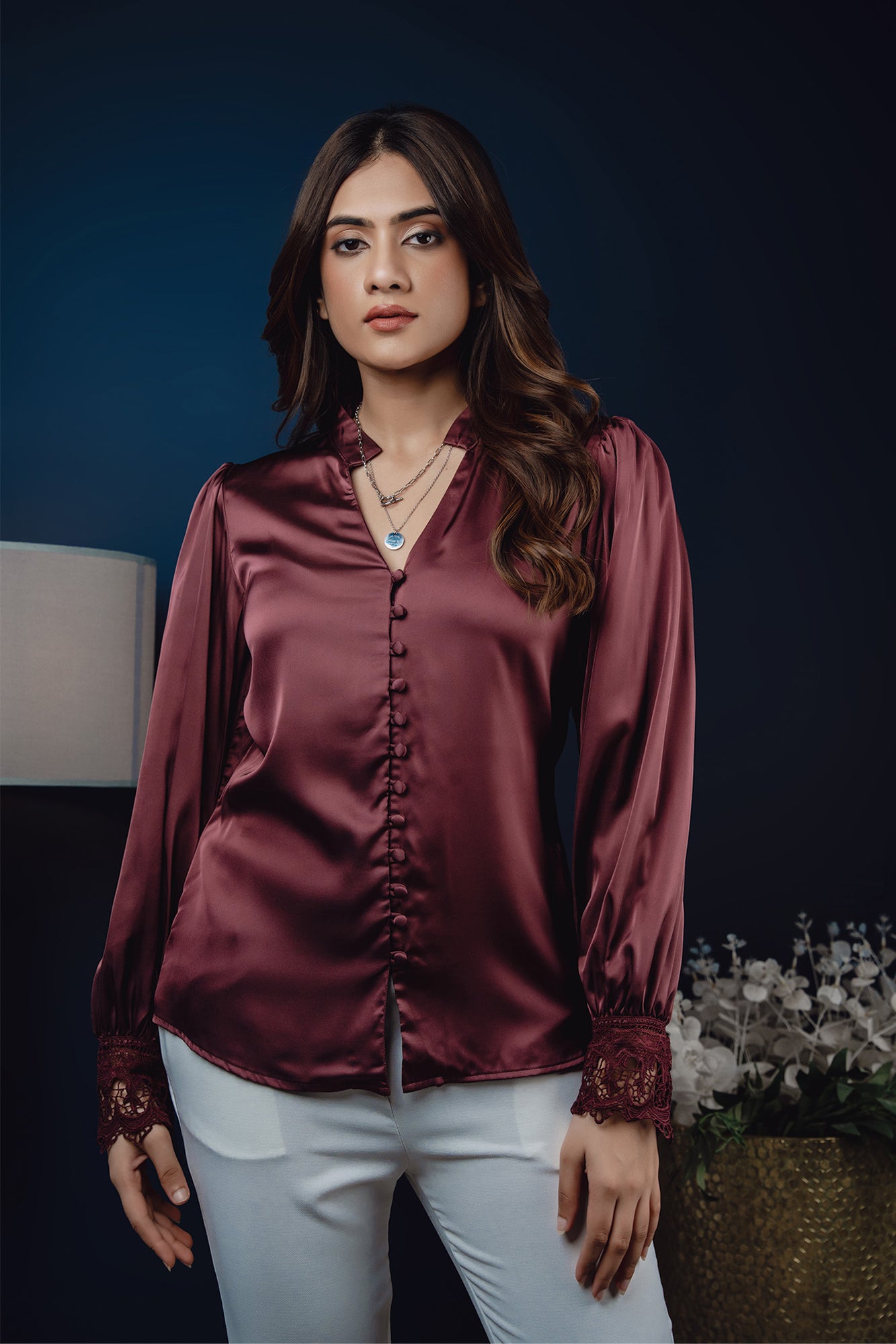 S067 l Lace Detailed Shirt