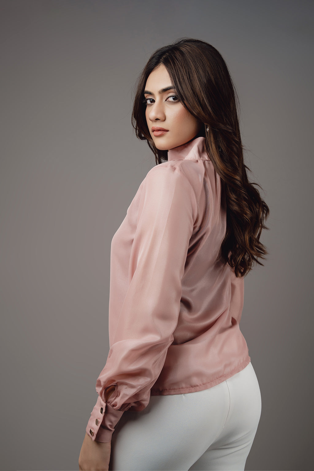 T071 | High Neck Gathered Top