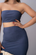 T239 | Bubble Top & Slit Skirt Set