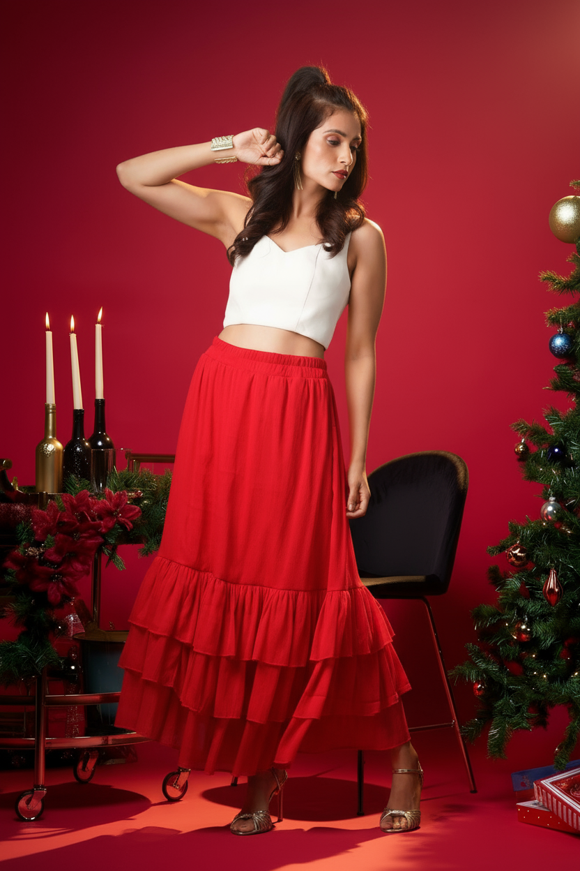 SK075 | Tripple Ruffle Skirt